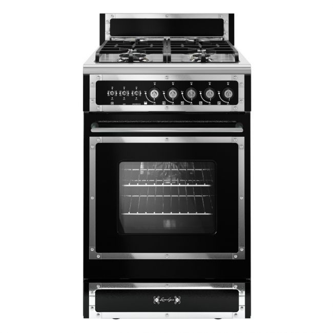 Cocina Royal Negra Moldura Acero 550
