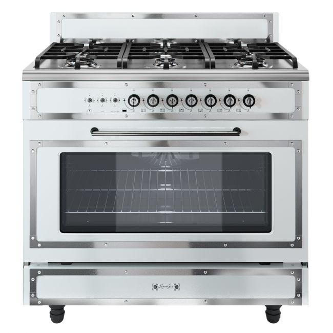 Cocina Royal Blanca Moldura Acero 900