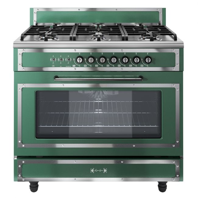 Cocina Royal Verde Moldura Acero 900